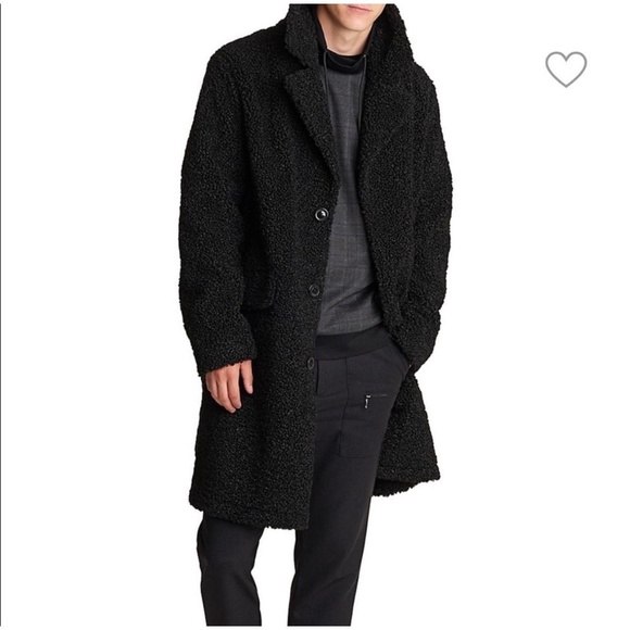 NWT KARL LAGERFELD PARIS Black Water Resistant Sherpa Notched Lapel Coat Size M - Picture 1 of 11